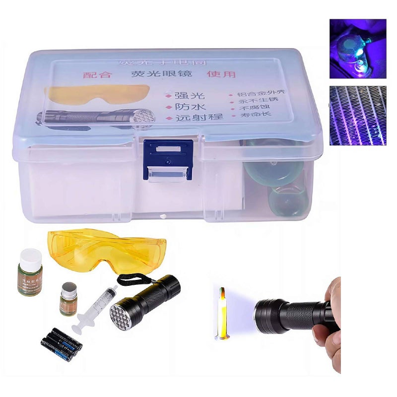Oil Leak Detection Kit, Coolant Leak Detection Kit With Uv Protective Glasses, Engine Oil CoolantLeak DetectingKit Tools, Ac System Refrigerant LeakDetection Dye Set DetectorTool, Car Accessories - Image 1